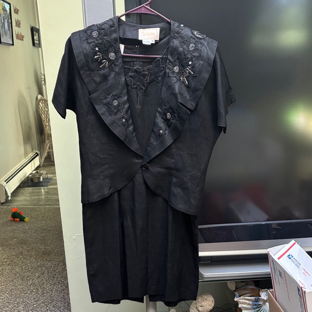 Vintage Black Linen Dress & Jacket by Relin of San Francisco